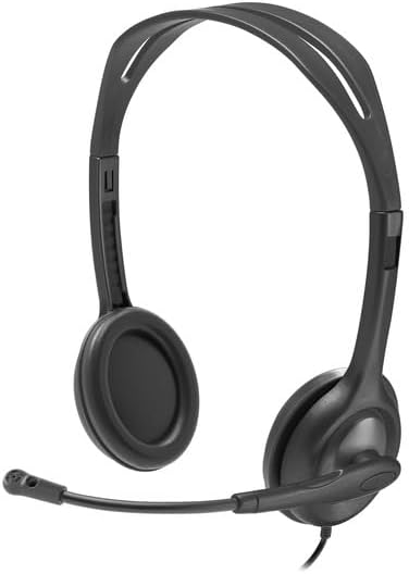 Logitech H111 Stero Headset - Stereo - Mini-Phone (3.5mm) - Wired - 20 Hz - 20 kHz - Over-The-Head - Binaural - Supra-aural - 7.71 ft Cable - Bi-Directional Microphone - Black, Graphite (Renewed)