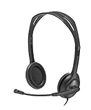 Logitech H111 Stero Headset - Stereo - Mini-Phone (3.5mm) - Wired - 20 Hz - 20 kHz - Over-The-Head - Binaural - Supra-aural - 7.71 ft Cable - Bi-Directional Microphone - Black, Graphite (Renewed)