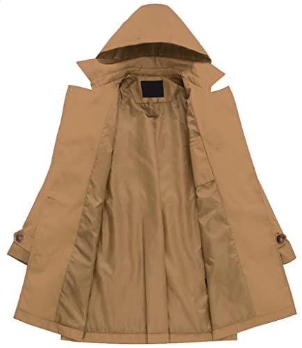 Chrisuno Trench Coats For Women Long Waterproof Hooded Belted Hood Belt Double Breasted Camel L #TOP2