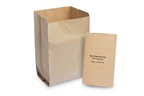Hypafol Bio Papier Müllbeutel 300 Stück | abbaubare braune Biomüllbeutel für kompostierbare & biologische Abfälle und mehr | ohne Plastik | 1-lagig, Tüten mit 10 L Fassungsvermögen | 200x160x360 mm
