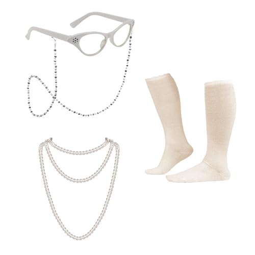 ZeroShop Womens Old Lady Costume adult 100 Days of School Grandma Wig Nightgown Dress Sweater