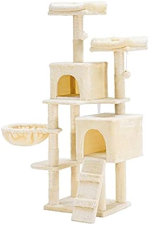 Hey-brother Cat Tree, 147 cm cat tower, Multi-Leve cat condo, Gray EMPJ013M