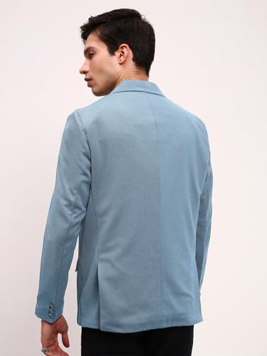 Image of SHOWOFFFF Men Solid Single Breasted Casual Blazer | Notched Lapel Full Sleeves Cotton Blazer for Mens | Slim Fit Regular Length Blazer for Men's