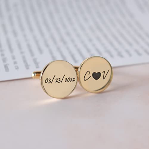 Personalized cufflinks for men, custom engraved cufflinks for groom, gold & silver wedding cufflinks for groom, initials cufflinks for men, groom cufflinks from bride2