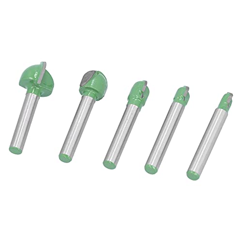 RASTKY 5Pcs Cove Box Router Bit Set - Round Nose 2 Flute Tungsten Steel Cutter Tools for Precision Woodworking, Beading, Grooving, and Decorative Cuts Keywords Cove Box Router Bit,