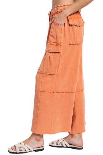 Easel Game On Washed Wide Leg Cargo Pants4