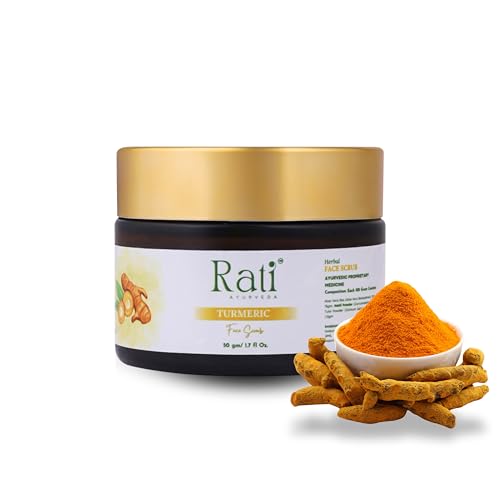 Rati Ayurveda Turmeric Face Scrub – Exfoliating and Brightening with Natural Turmeric Extract, Gentl...