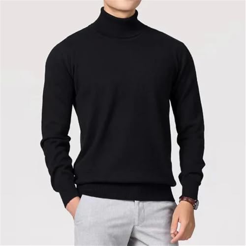 2024 Men's Solid Color Turtleneck Pullover Knitted Warm Winter Sweater2