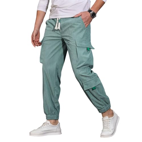 Pantalon baggy en velours côtelé large homme décontracté avec cordon de serrage