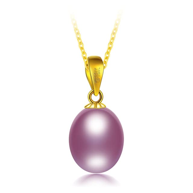 Noble y Lujoso Colgante de Perlas Blancas/Rosas/púrpuras Naturales de Oro de 18 Quilates con Cadena, joyería Fina para Regalos de Mujeres