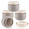 4 Pack 8 OZ Plastic Jars Round Cosmetic Container with Lids,Wide Mouth Soft Slime Jars for Lotion,Hand Cream,Ointments,Makeup,Body Butter,Rhinestone,Samples Pot Travel Make Up Storage (Grey)