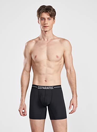 Separatec Men's Sport Boxer Briefs With Dual Pouch Design Quick Dry Performance Underwear 3 Pack(L,Black) #TOP1