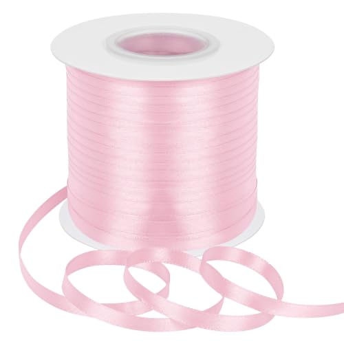 Simplegoal Double Face Pink Satin Ribbon 1/4 Inch X 200 Yards Polyester Pink Ribbons for Gift Wrapping Fabric Ribbon for Crafts Flower Bouquet Sewing Arts Wedding Party Decoration