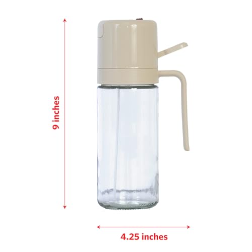 Glad 2 in 1 Oil Dispenser, 18.6oz/550ml - Olive Oil Sprayer for Cooking, Pouring Salad Dressing, and Grilling - Kitchen Gadget with Refillable Glass Bottle, Handle, and Mist or Pour Options - Beige - image 4