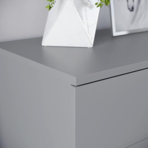 Image of 5-Drawer Gray Dresser with Metal Handles and Slides, Unique Anti-Sag Drawer Support, Bedroom Storage Unit