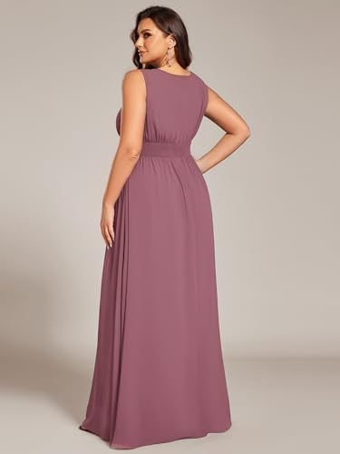 Image of Ever-Pretty Plus Women's Round Neck Sleeveless Empire Waist Maxi Plus Size Formal Gowns Bridesmaid Dresses