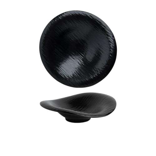 HeartTrend 陶器 皿 美しい シンプル モダン 家庭用 黒 パスタ皿 電子レンジ 食洗機対応 シンプル 食器 かわいい カフェ風 中皿 小皿 洋風 北欧風 (12インチ,ブラック)