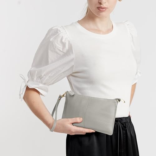 Image of Uromee Wristlet Wallet Clutch Purses for Women Genuine Leather Crossbody Bag Handbag with Detachable Shoulder Chain