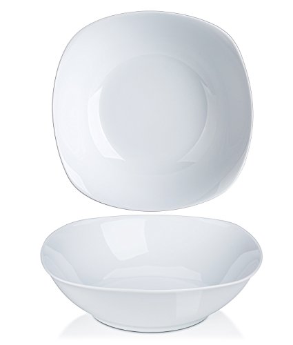 Y YHY 42 Ounces Porcelain Salad, Cereal Bowls, White Square Serving Bowl Set