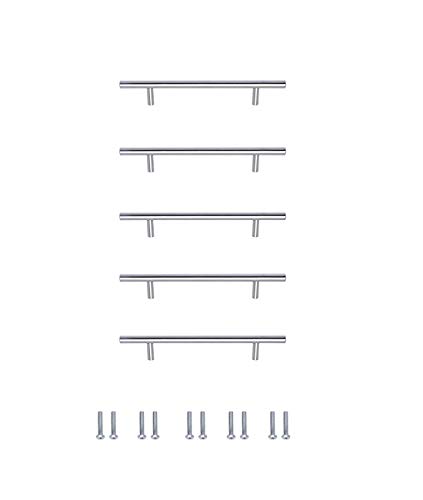 Juego de 5 tirador en forma de T para cocina - tiradores de armario de cocina, asas para armario, cajones, dormitorio, disponible en 96mm,128mm,160mm,192mm,224mm.