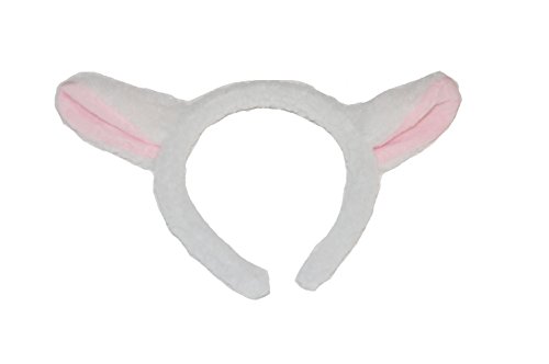 GIZZY Adults Childrens Fancy Dress White and Pink Lamb Sheep Ears on Head band.