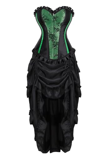 Josamogre Korsett Damen Kleid Corsage Corset Dress Korsettkleid Korsage Schnüren GothicMittelalter Große Größen Burlesque Grün S