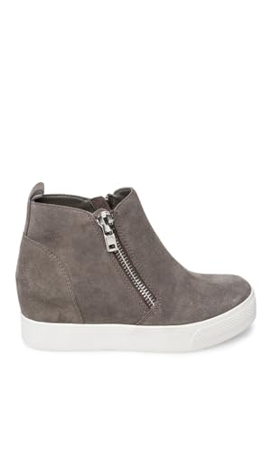 Steve Madden Women's Wedgie Sneaker, Grey Suede, 7.5