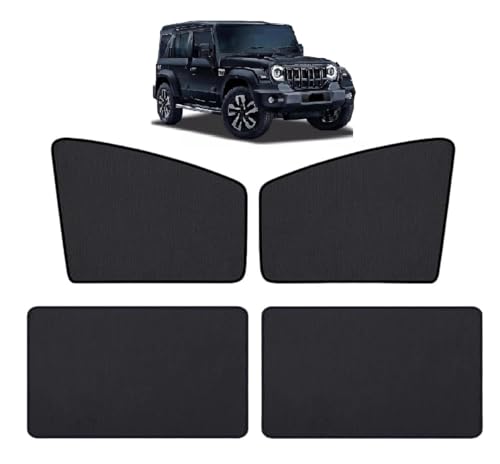 Image of Auto Hub Car Window Sunshade /Curtains Compatible with Mahindra Thar Roxx (5 Door) - Pack of 6, Thar Roxx Sun Shade