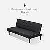 Baroni Home Divano Letto in Tessuto 3 Posti Trasformabile in Letto Imbottito, Divano Reclinabile con Gambe in Plastica da Salotto, Camera degli Ospiti, Apertura 93 cm, 167x70x77 cm, Nero #2