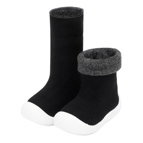 Cheerful Mario - Cheerful Mario Baby Boys Girls First Walking Shoes Prewalker Crawing Step Infant Toddler Sock Shoes Breathable Non-Slip Black 4 UK Child - -20%