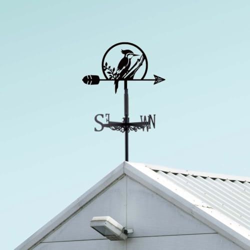 SUPERDANT Woodpecker Weather Vane Bird Weathervane Animal Metal Weathervanes Black Wind Vanes Wind Direction Indicators for Garden Roof Sheds Farmhouse Yard Outdoor Decoration - Image 4