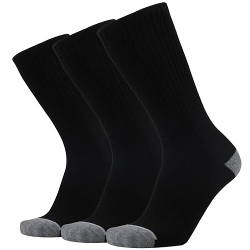 ONKE Cotton Moisture Wicking Athletic Work Cushion Crew Socks Men 10 Pack(BlackGrey L)