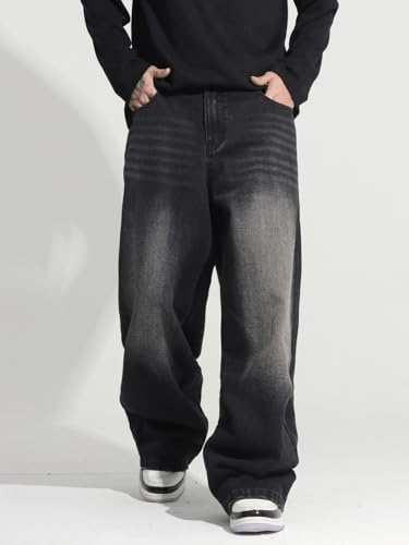 Men's Y2K Hip Hop Street Jeans Gothic Baggy Jeans Wide Leg Denim Pants2