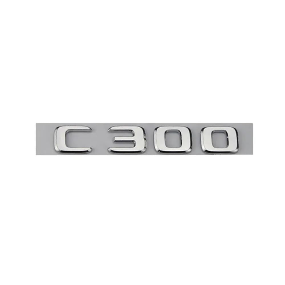 TVAAGHBCBR ABS Black Logo C300 Emblem Letters Nameplate Decal Car Trunk Badge Compatible With Mercedes Benz AMG W204 W205 C300(Chrome C300)