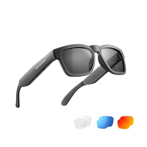 OhO Smart Glasses,Polarized Sunglasses with Bluetooth Speaker,Athletic/Outdoor UV Protection and Voice Control,Unisex(Grey Lens)
