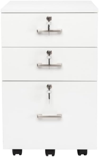 FCH White Wood Grain Density Board Three Drawers Wooden Filing Cabinet