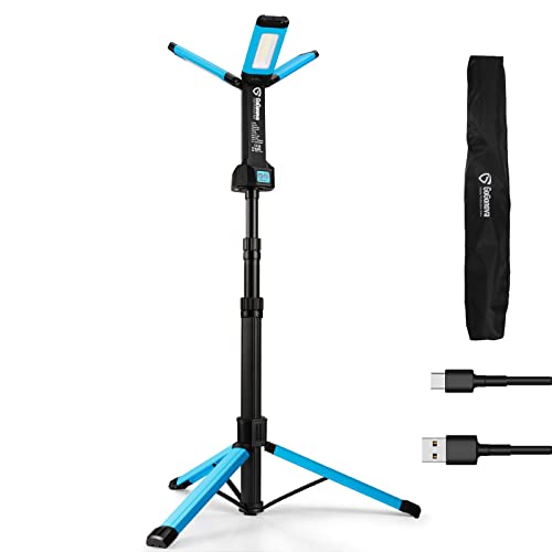 GoGonova Cordless Work Light with Triple LED Lamps,Rechargeable Work Lights with Stand, 8AH Battery, 700/1200/2200 Lumen, 4000/6500K Dimmable Led Work Light Kit with Detachable Tripod