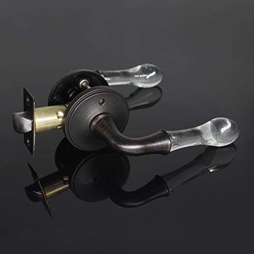 Goldentimehardware (1 Pack) Privacy Door Handle Lever Door Knob Glass,Oil Rubbed Bronze,Privacy Door Lock Bedroom Bathroom Keyless Lockset, Interior Door Use,Drop Shape Lever Handle #TOP1