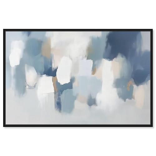 Art Remedy Dreaming Indigo I Canvas Blue Abstract Art, Black Frame, 54" x 36" by Art Remedy - Used condition