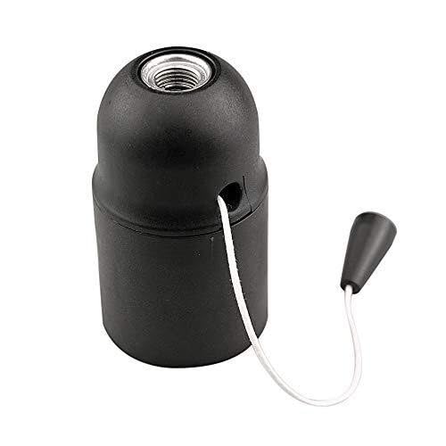 Portalámparas E27 con interruptor liso negro, ideal para iluminación decorativa y funcional en hogares y oficinas.