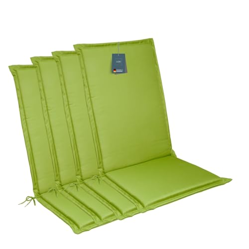 LILENO HOME Gartenstuhl Auflagen [4er Set - Hochlehner] in Apfelgrün - Bequeme Liegen als Sitzauflagen für Gartenmöbel - Stuhlkissen für...