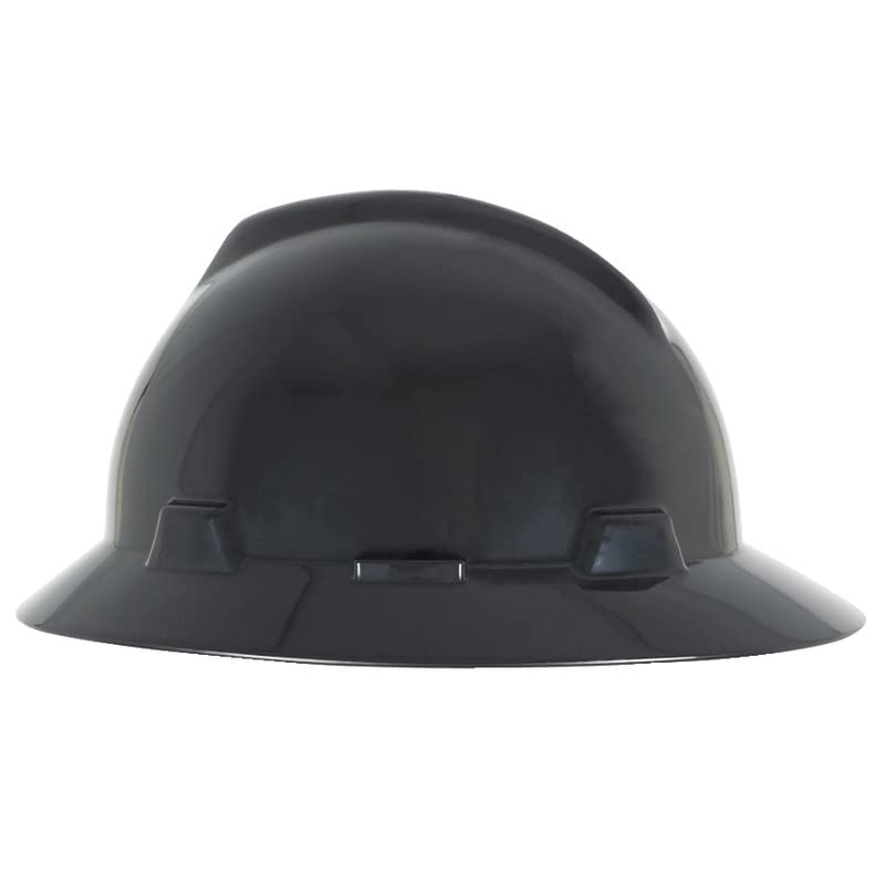 MSA V-Gard Full-Brim Hard Hat with Suspension - Polyethylene Shell, Superior Impact Protection and Self Adjusting Crown Straps - Standard Size Hard Hat