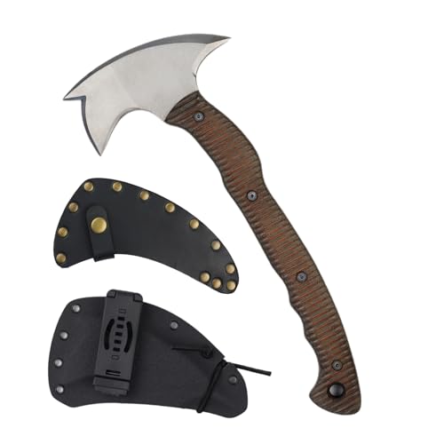 AncientSmithy Tactical Tomahawk Axe with Sheath, Handmade Camping Hatchet for Survival (14.17