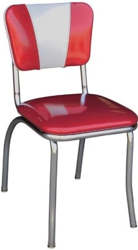 Richardson Seating Retro V-Back Diner Chair with 1" Pulled Seat, Glitter Sparkle Red/Glitter Silver