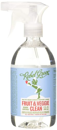 Rebel Green Fruit & Veggie Clean - Plant-Based Produce Cleaner - Natural Fruit and Vegetable Wash with No Aftertaste - Dirt & Grime Removal - Made with Organic Extracts of Citrus - 16 FL OZ