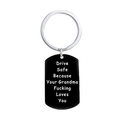Hibetek Granddaughter Grandson Gifts Keychain Driver Safe Keychain Because Your