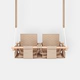 Nid Magique Doppelschaukel für den Innen- und Außenbereich, sicherer Doppelsitz mit Gurten, Naturholz, 9 M-4 Jahre, Belastung 30 kg, Beige