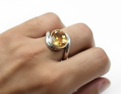 Image of 55Carat Choose Your Color Natural Gemstone Silver Statement Rings for Gift Corssover Style Size 5 to 12