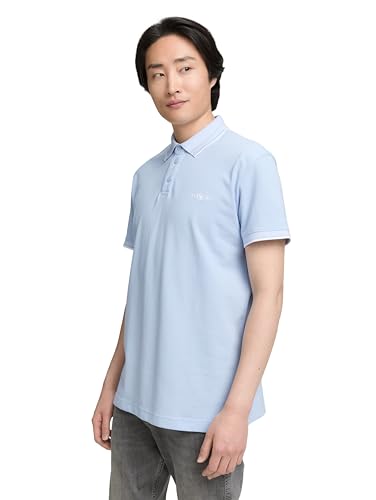 TOM Tailor Polo de piqué para Hombre con elástico, 13302 - Light Metal Blue, L