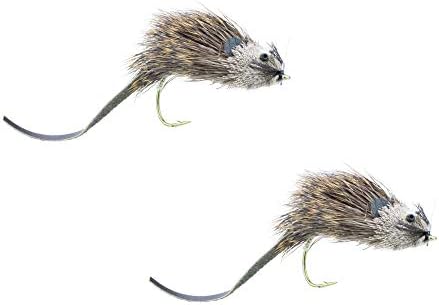 Wild Water Fly Fishing Deer Hair Mouse for Largemouth Bass, Northern Pike, Smallmouth Bass, Trout, Size 2, 2 Pack